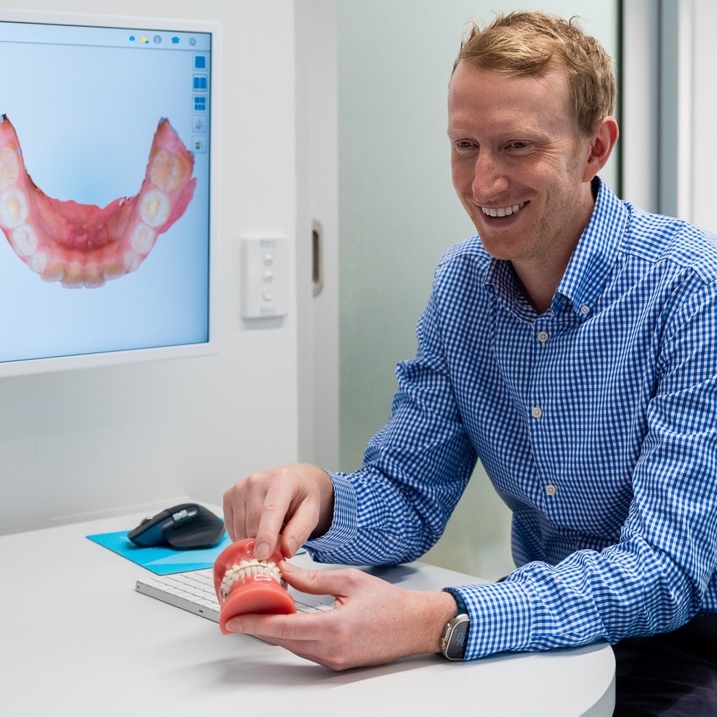 clear braces on model